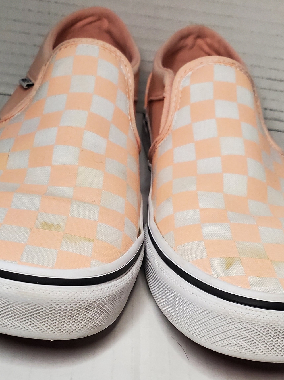 Vans Slip-On Checkerboard Peach/White Shoes Womans 10 - Picture 2 of 8